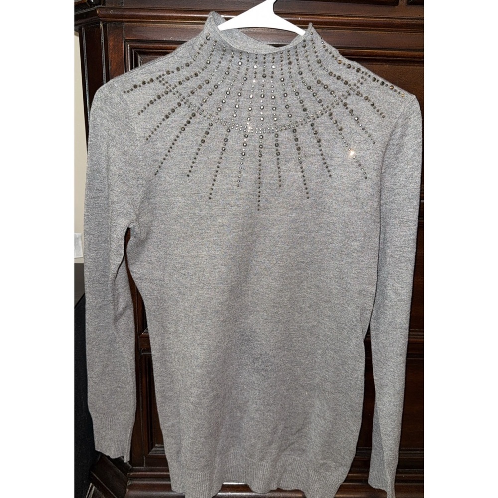 Gray Embellished Women's Sweater